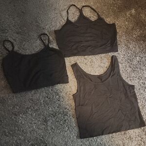 Set of Three Black Crop Tops